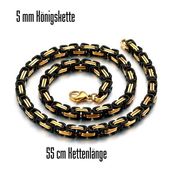 5 mm koenigskette aus edelstahl schwarz gold